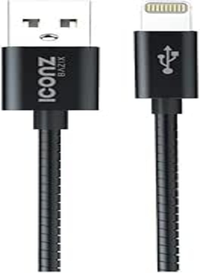 Iconz xbl08t bazix aluminum lightning cable, 2.4 ampere - black